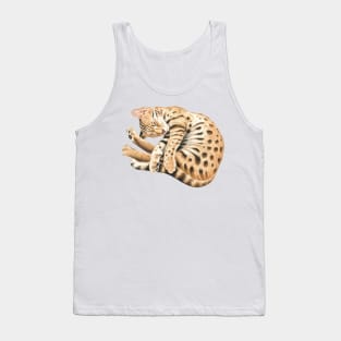 Bengal Kitten Napping Watercolor Art Tank Top